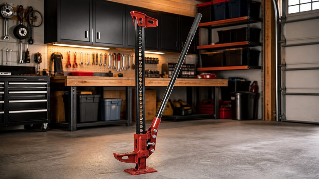 high lift jacks shopping setup for home garage workflows with practical vehicle-focused details
