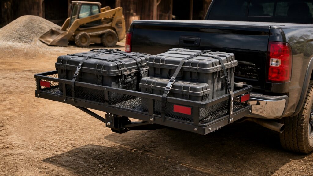 hitch cargo carriers shopping setup for farm and jobsite use with practical vehicle-focused details
