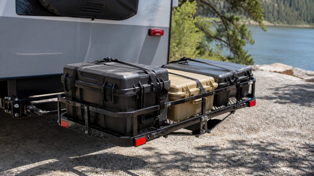 hitch cargo carriers shopping setup for rv and boat towing with practical vehicle-focused details