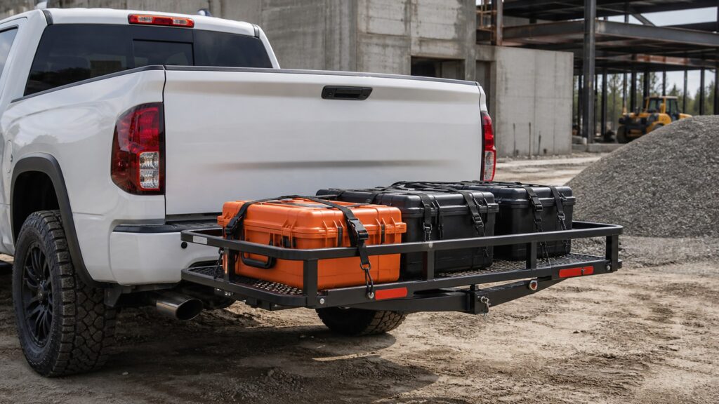 hitch cargo carriers shopping setup for work truck hauling needs with practical vehicle-focused details