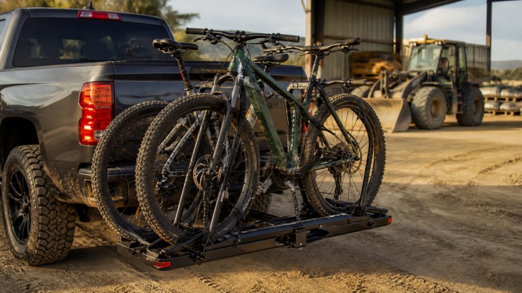 hitch mounted bike racks shopping setup for farm and jobsite use with practical vehicle-focused details