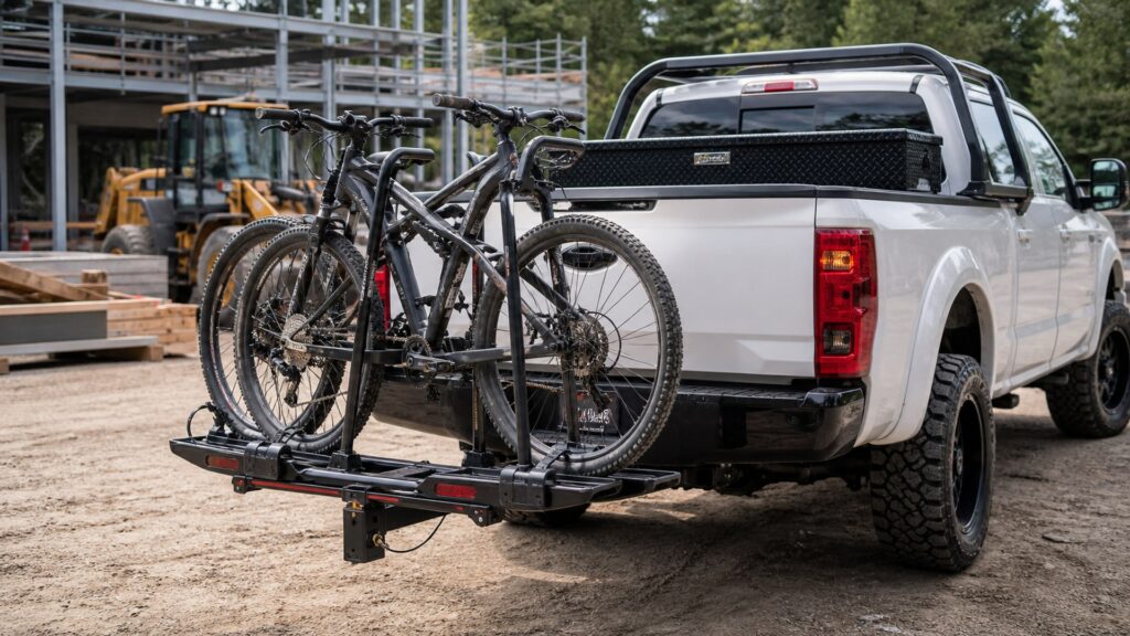hitch mounted bike racks shopping setup for work truck hauling needs with practical vehicle-focused details