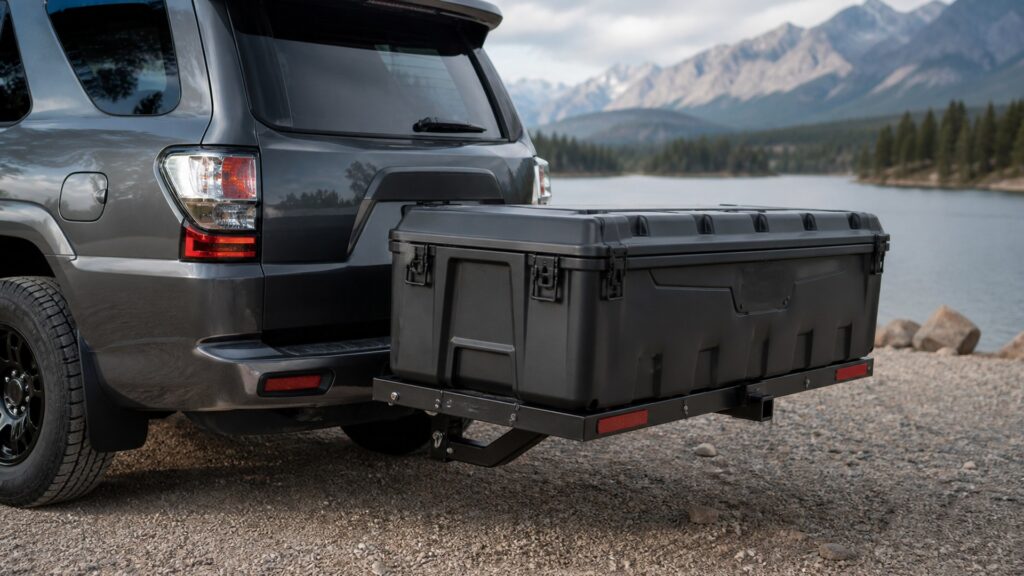 hitch mounted storage boxes shopping setup for tow rating compatibility with practical vehicle-focused details