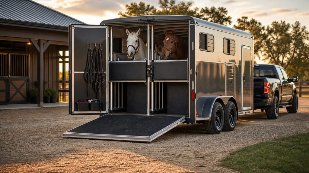horse trailers shopping setup for overall selection with practical vehicle-focused details