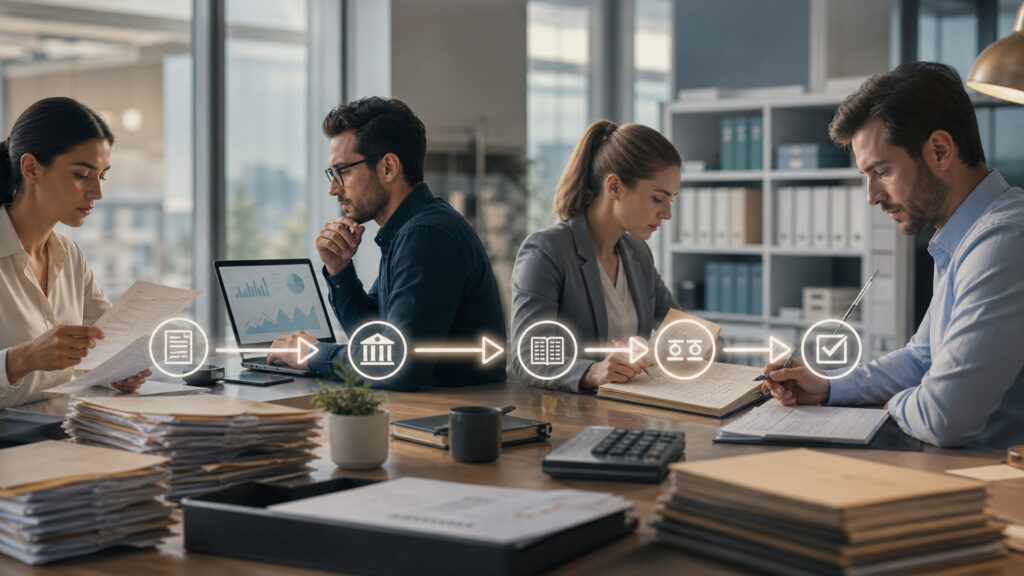 Editorial visualization explaining accounting and tax software in a modern business environment