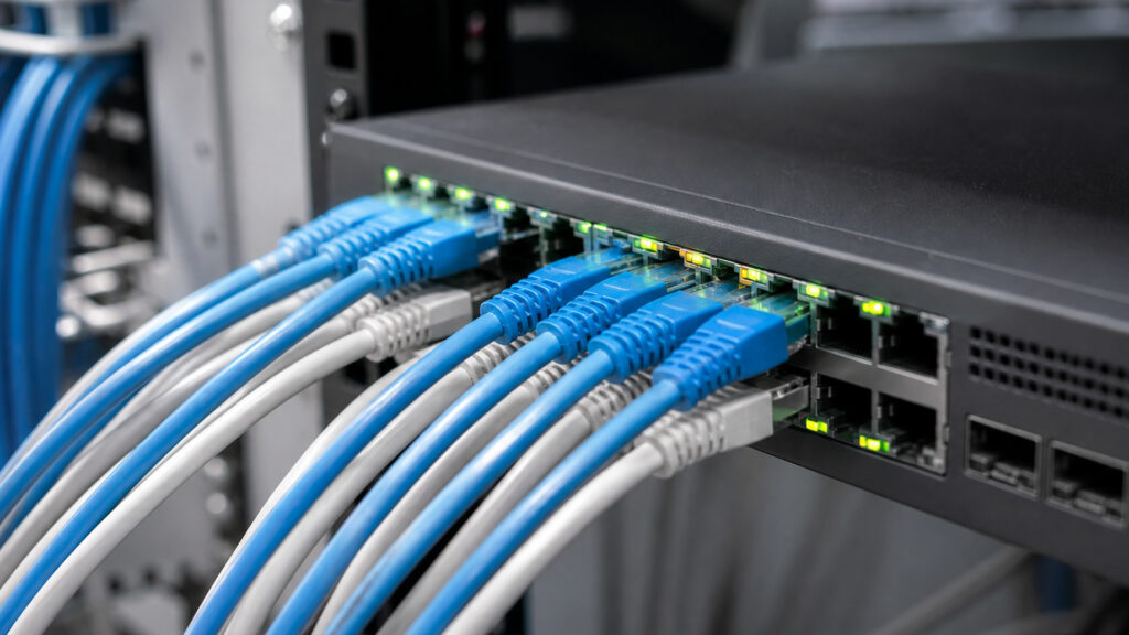 Editorial business scene illustrating business network switches work