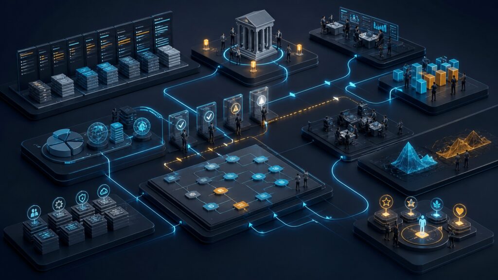 Editorial business scene illustrating enterprise project management software