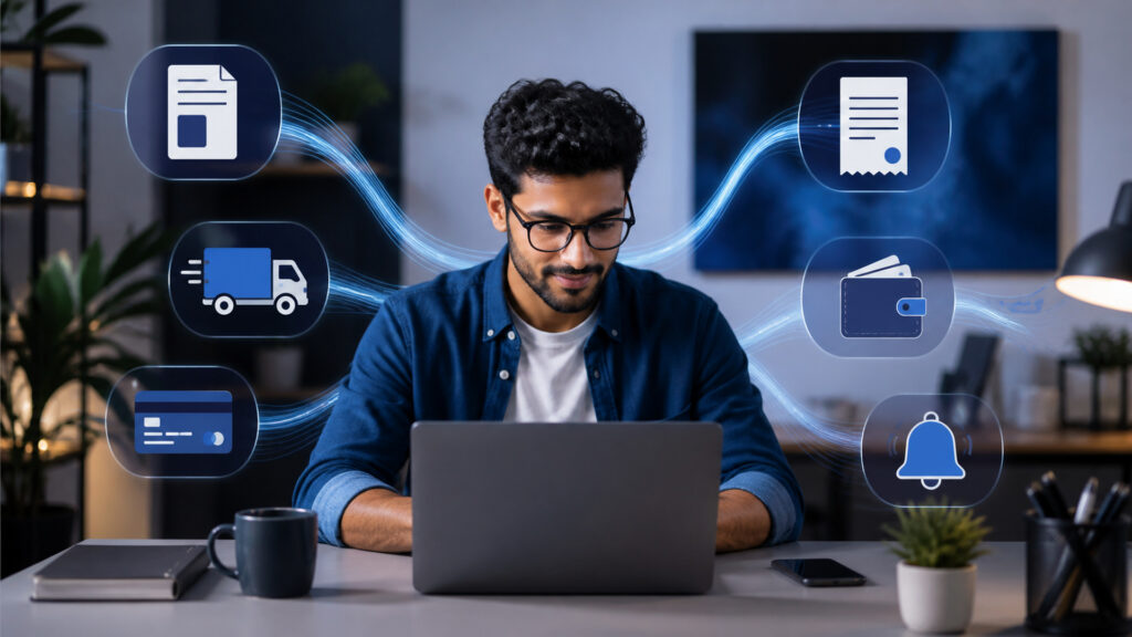 Editorial business scene illustrating freelancer invoicing software