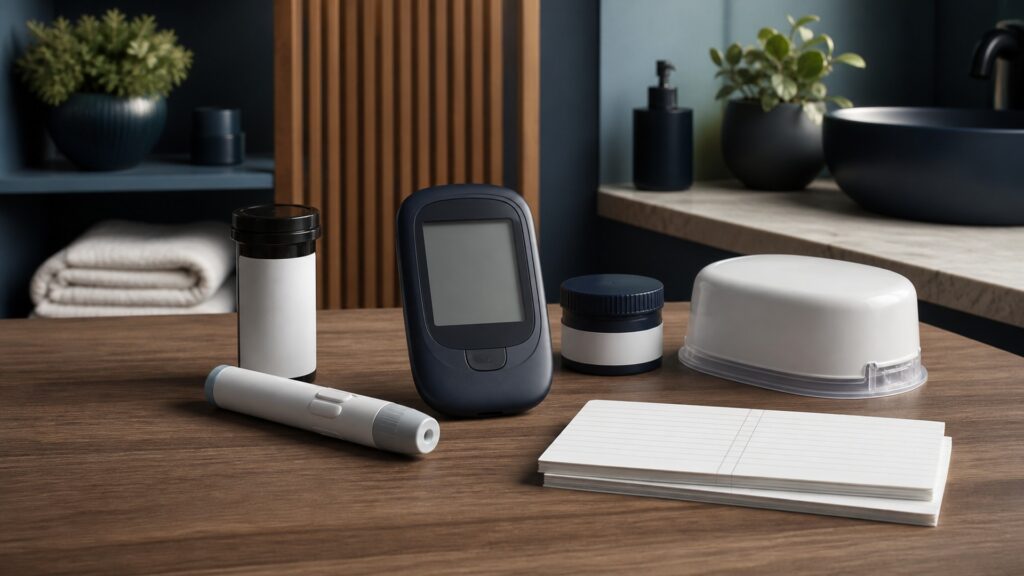 People-free editorial still life illustrating sample or sensor chemistry signal conversion lag display and action pathway