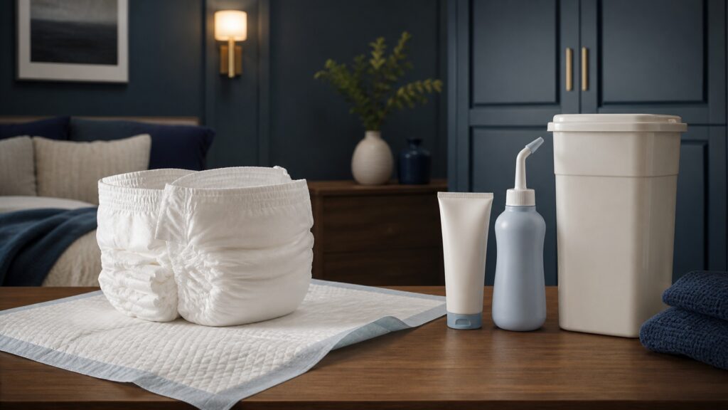 People-free editorial still life illustrating containment cleansing drying and skin-protection pathway