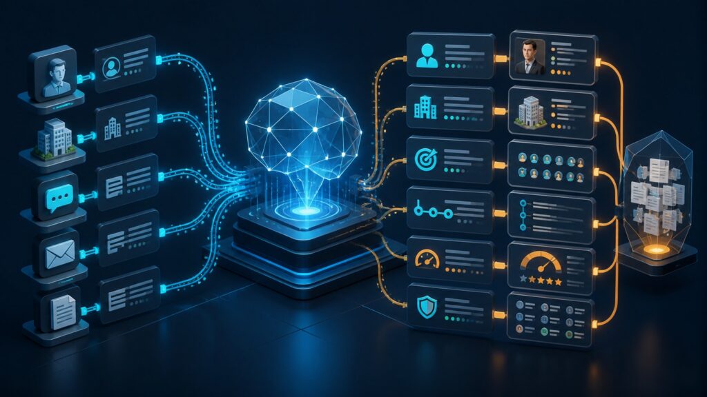 Editorial business scene illustrating lead intelligence platforms work