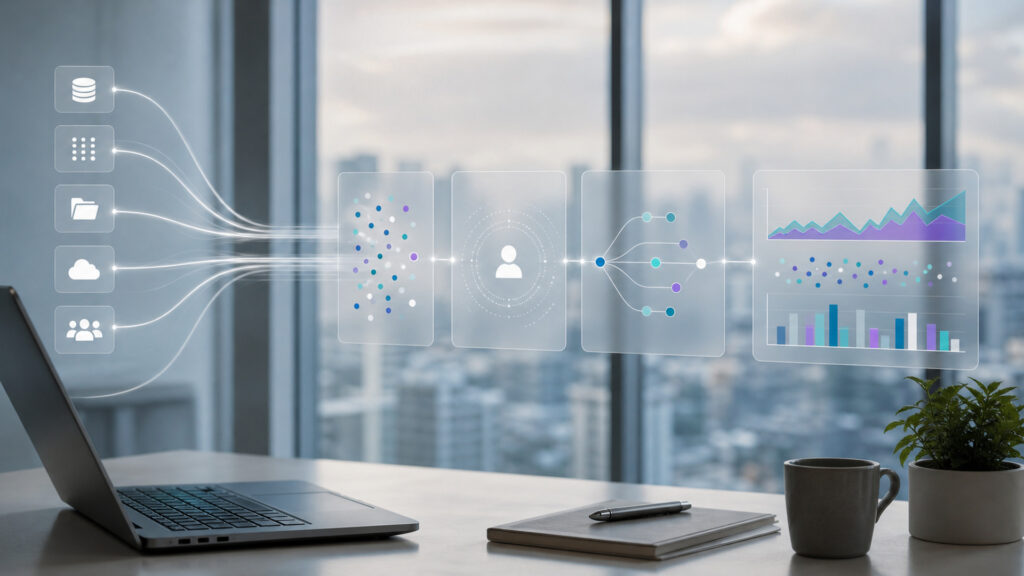 Editorial business scene illustrating marketing analytics platforms work