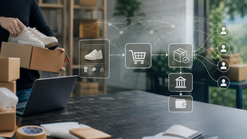 Editorial business scene illustrating marketplace selling platforms work
