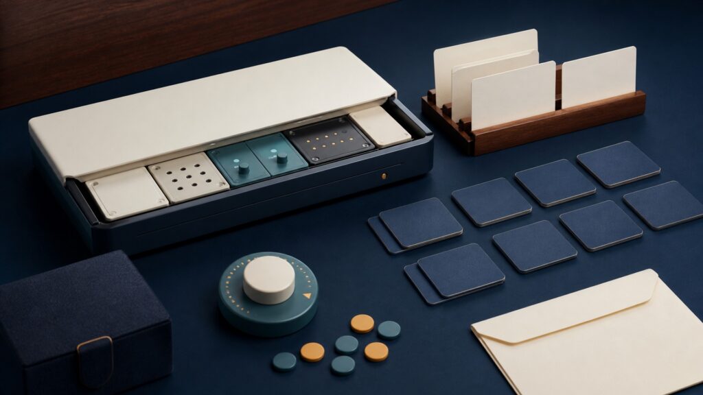 People-free editorial still life for How Memory Training Devices Works