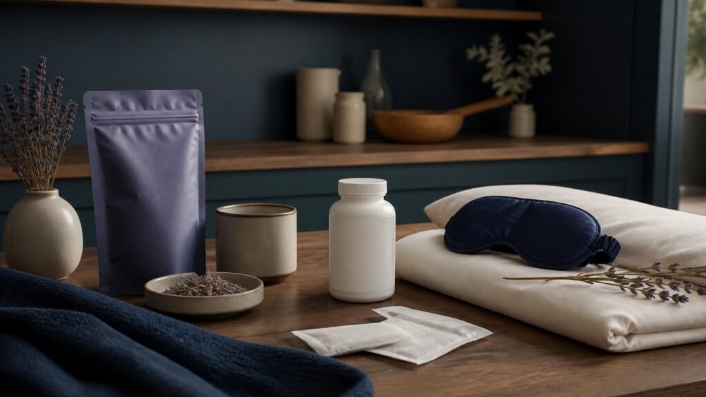 People-free editorial still life illustrating ingredient or material exposure bedtime response and morning review pathway