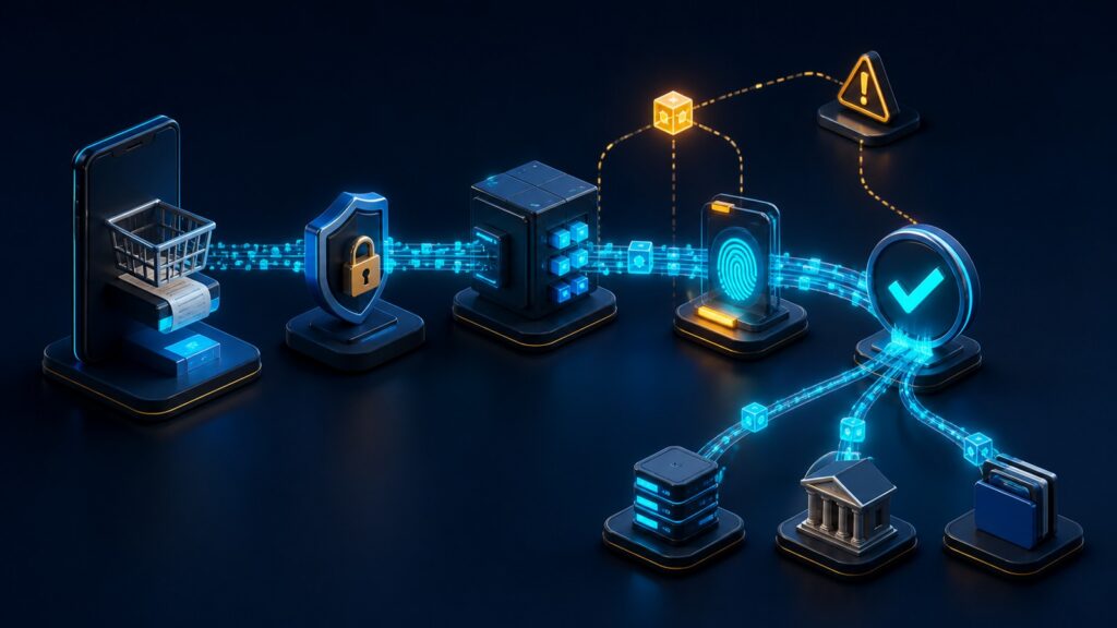Editorial business scene illustrating online payment gateways work