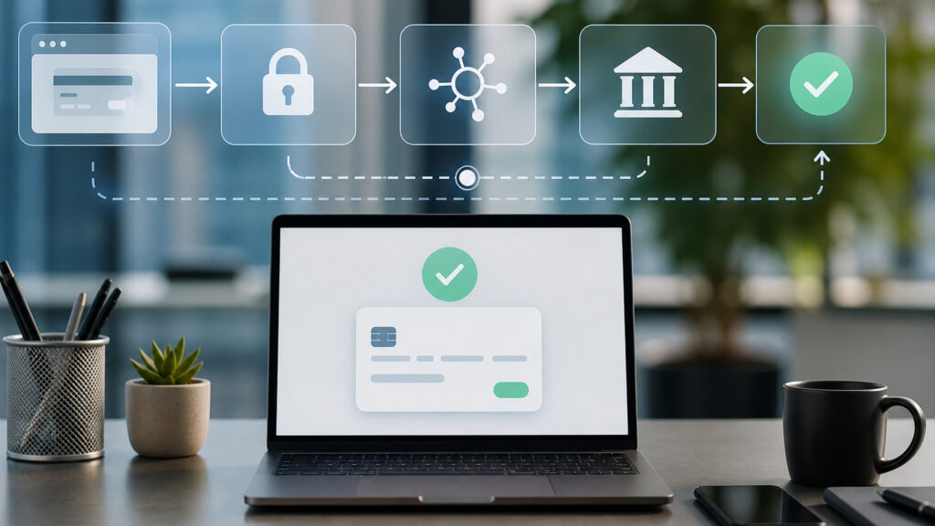 Editorial business scene illustrating payment gateways work