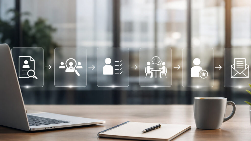 Editorial business scene illustrating recruitment software