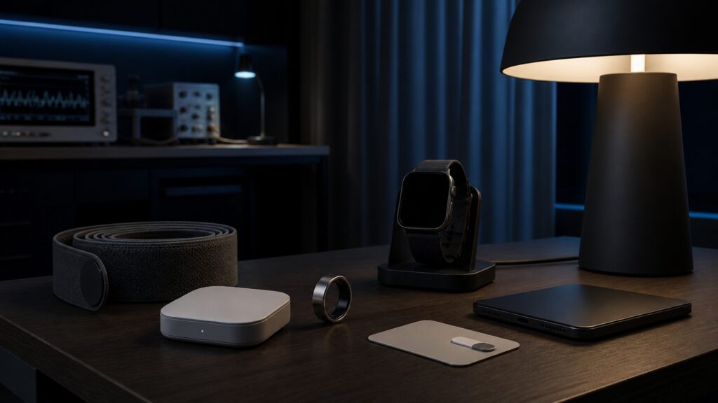 People-free editorial still life illustrating sensor capture signal processing algorithmic classification nightly estimate trend review and validation pathway