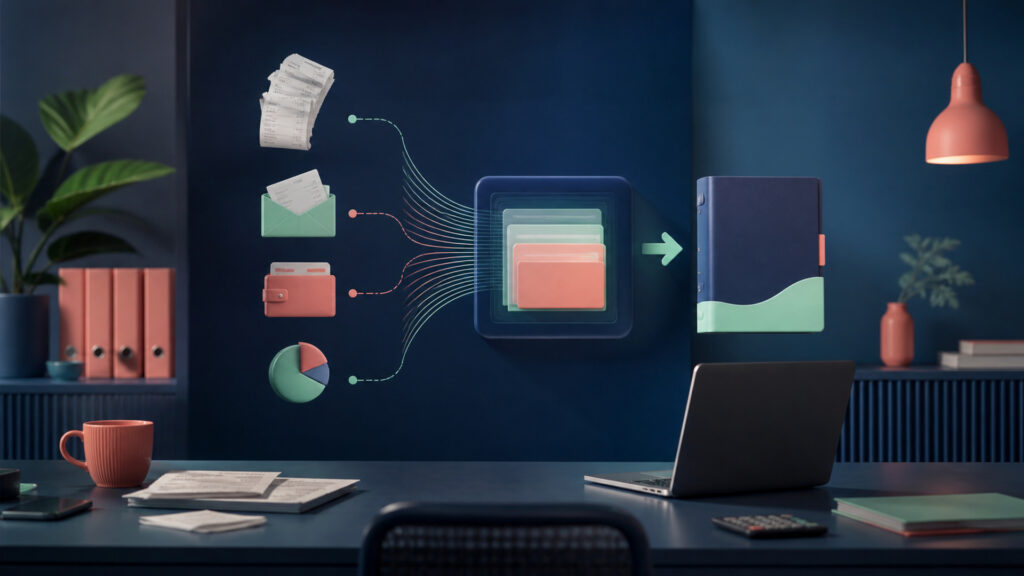 Editorial business scene illustrating small business bookkeeping software