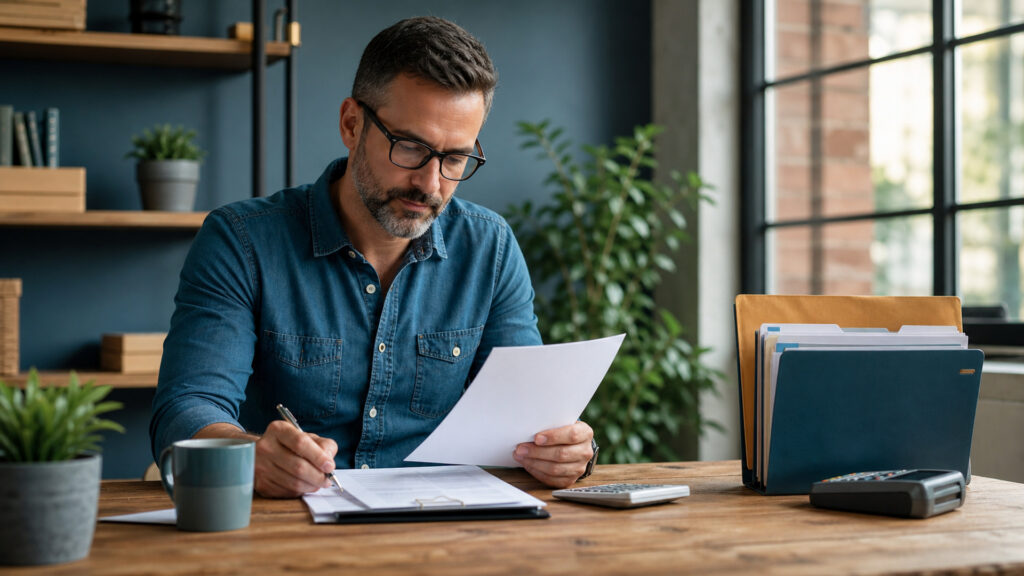 Editorial business scene illustrating small business invoicing software