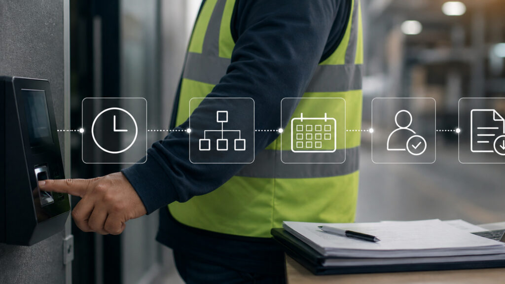 Editorial business scene illustrating time tracking software