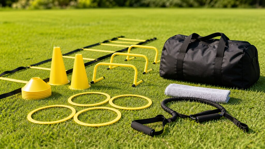 agility training equipment for outdoor sessions arranged in a practical buyer guide scene
