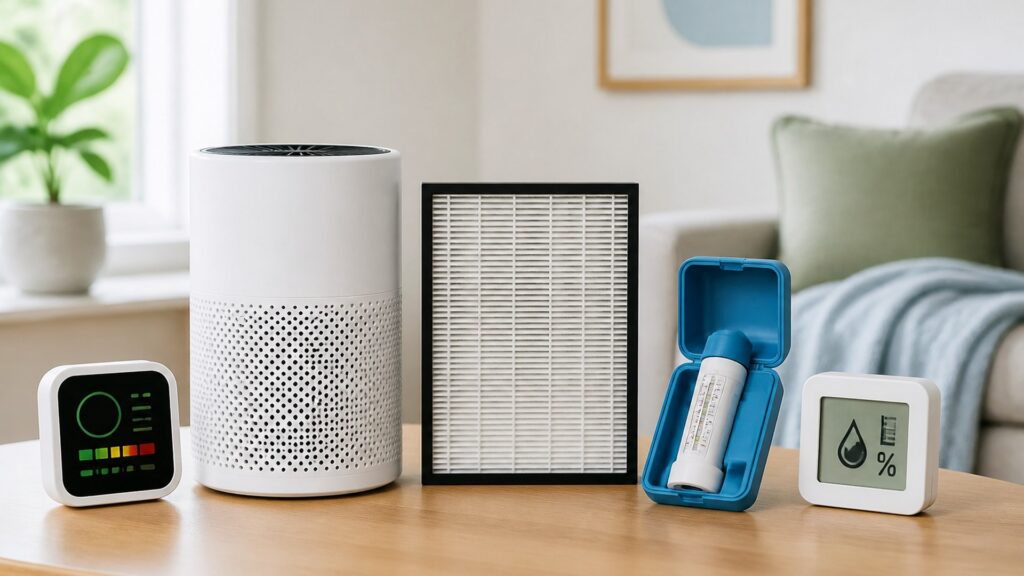 Unbranded air & environmental health products arranged for a careful buying comparison