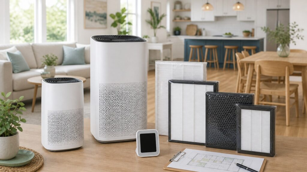 Unbranded air & environmental health products arranged for a careful buying comparison
