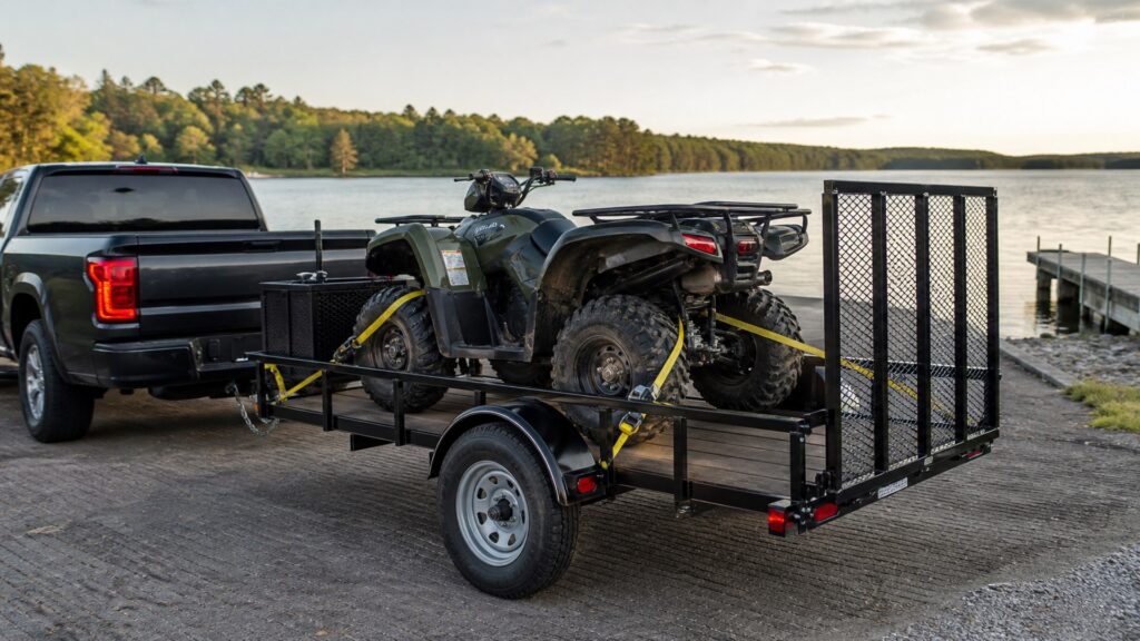atv utility trailers shopping setup for cargo security and storage with practical vehicle-focused details