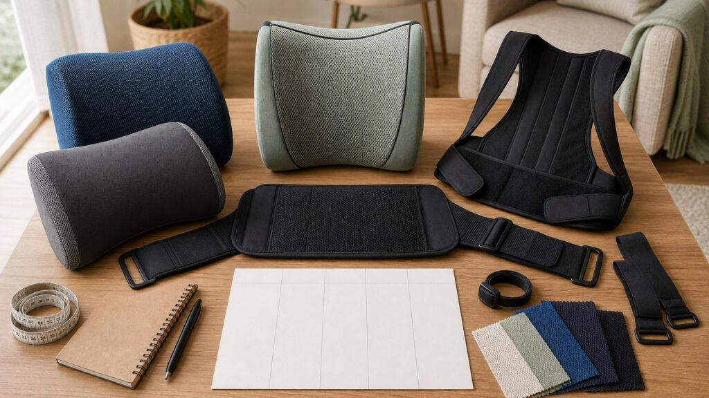 Unbranded back & posture support products arranged for a careful buying comparison