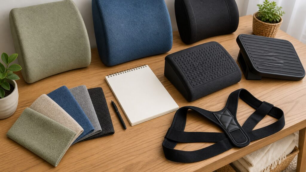 Unbranded back & posture support products arranged for a careful buying comparison