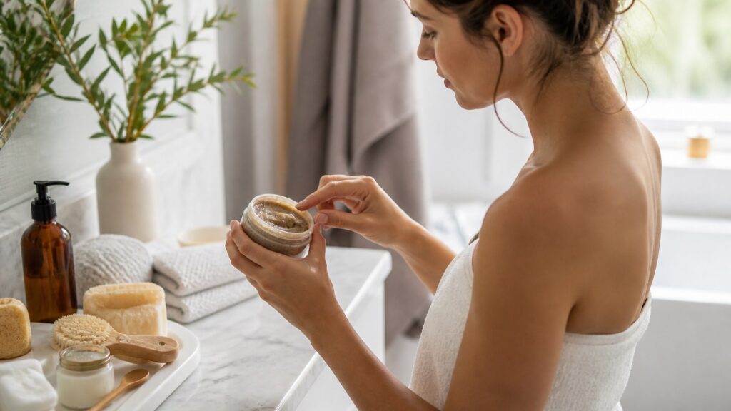 unbranded bath & body arranged for exfoliation