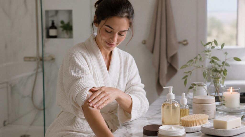 unbranded bath & body arranged for luxury skincare