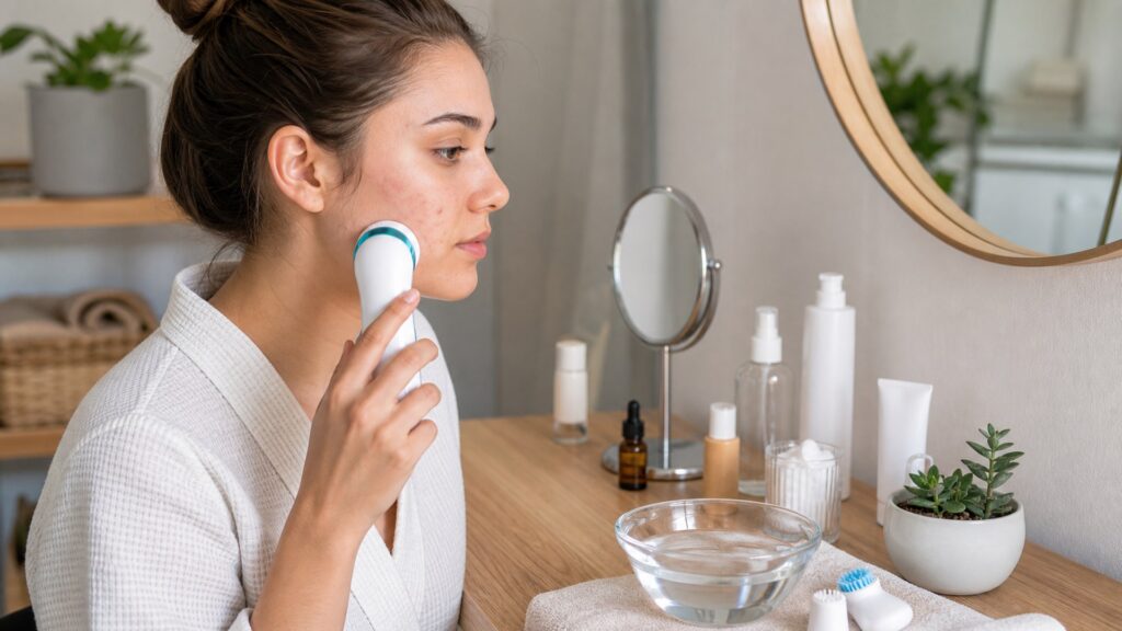 unbranded beauty devices arranged for acne treatment