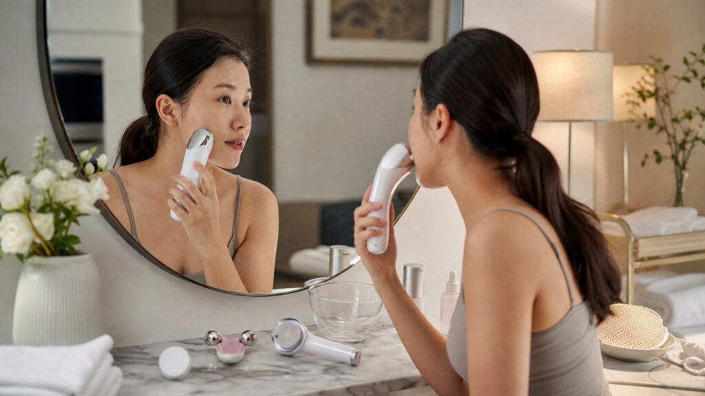 unbranded beauty devices arranged for skin tightening