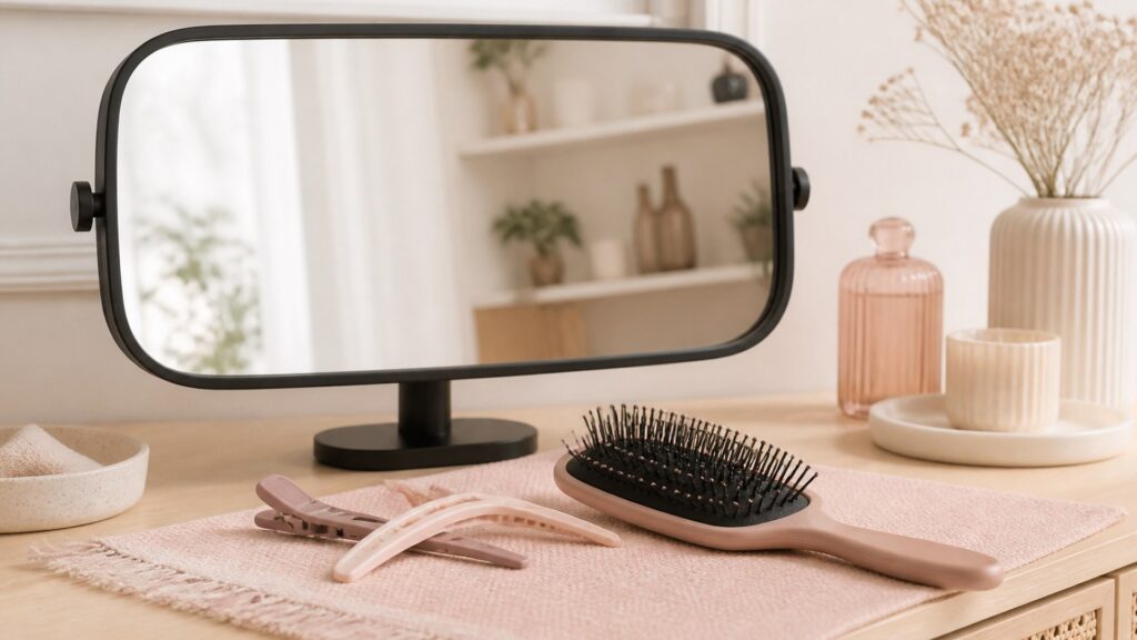Unbranded editorial arrangement for How to Choose Beauty Mirrors for Makeup Application