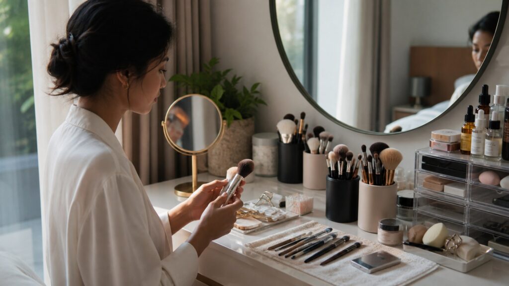 unbranded beauty tools & accessories arranged for daily use