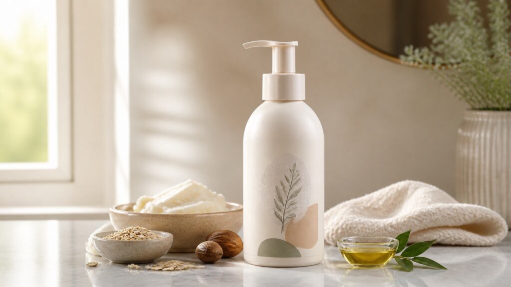 Unbranded body lotion arranged for a ingredient label reviews buying guide