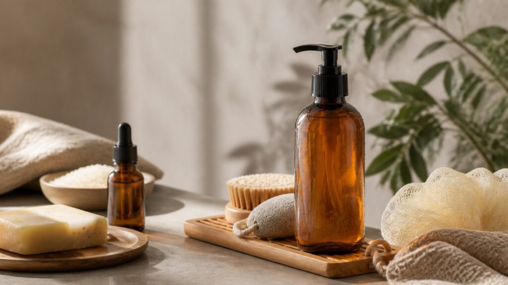 Unbranded body wash arranged for a body cleansers routine building buying guide