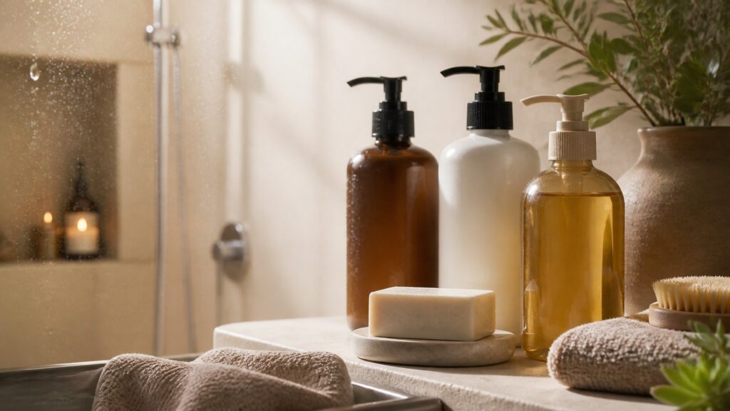 Unbranded body wash arranged for a shower and after-bath routines buying guide