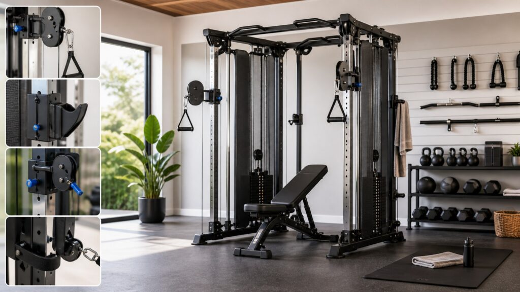 cable machines for multi-user homes arranged in a practical buyer guide scene