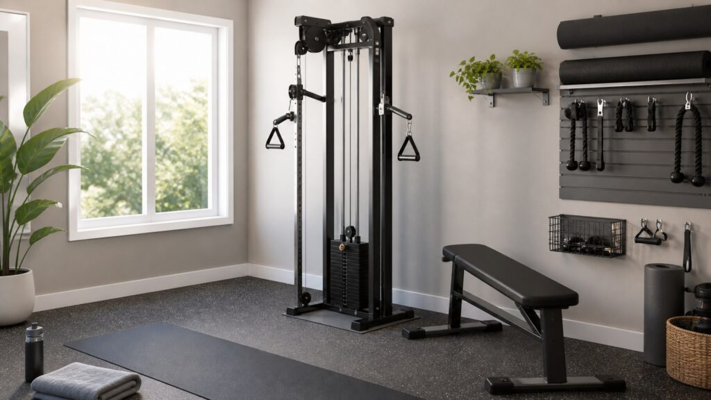 cable machines for small home gyms arranged in a practical buyer guide scene