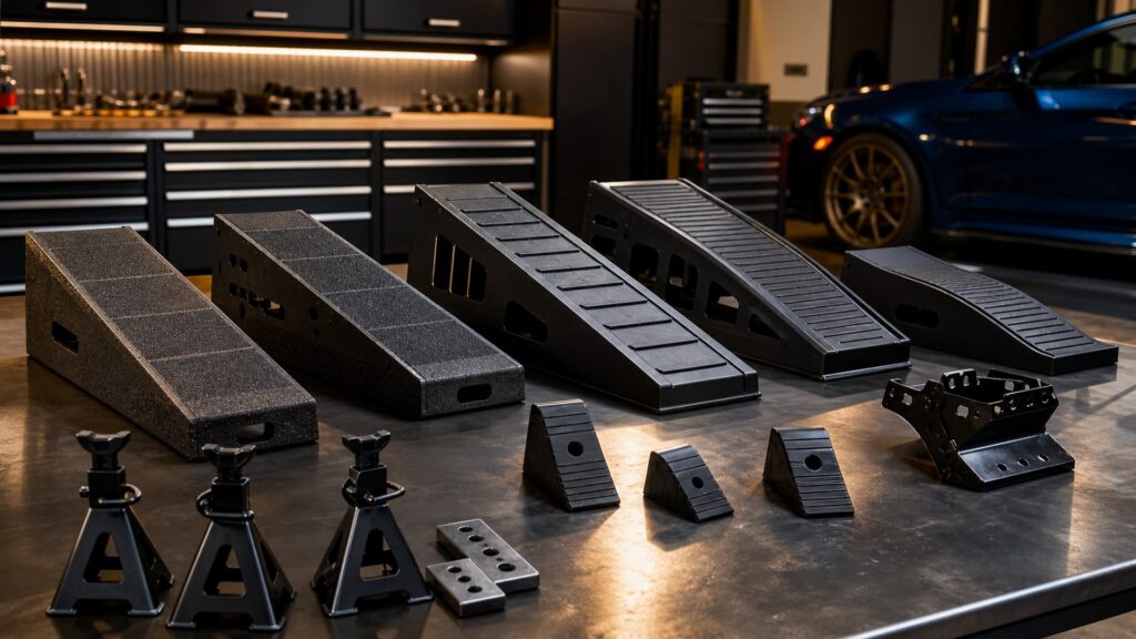 car ramps shopping setup for jack stands & ramps tool selection with practical vehicle-focused details