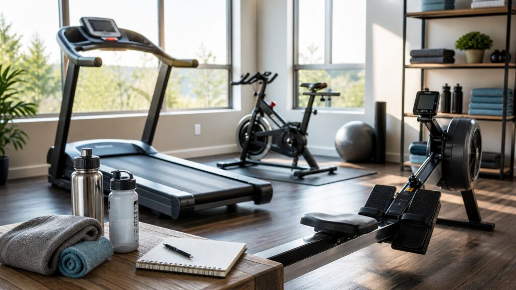 cardio equipment for endurance training arranged in a practical buyer guide scene
