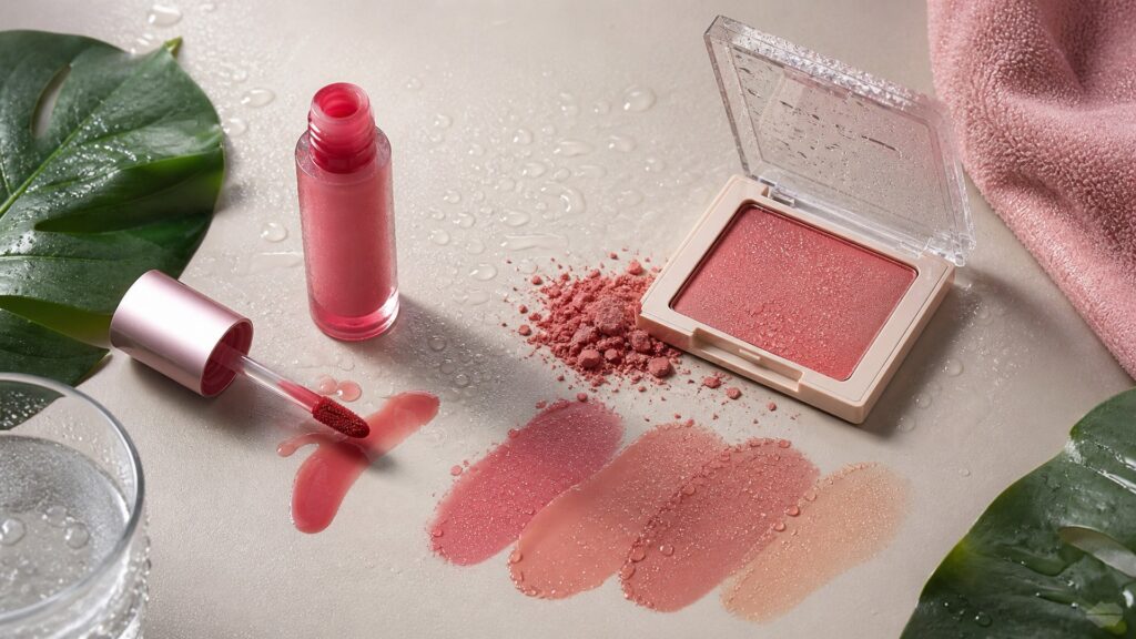 Unbranded editorial arrangement illustrating How to Choose Cheek Makeup for Long-Wear Looks