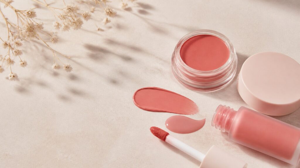 Unbranded editorial arrangement illustrating How to Choose Cheek Makeup for Minimal Makeup