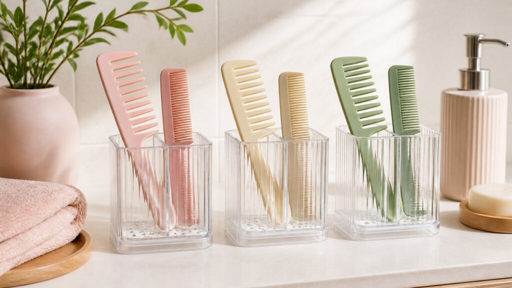 Unbranded editorial arrangement for How to Choose Combs for Shared Bathrooms