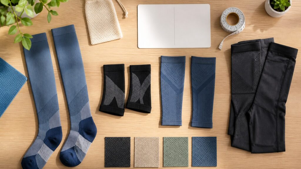 Unbranded compression wear products arranged for a careful buying comparison