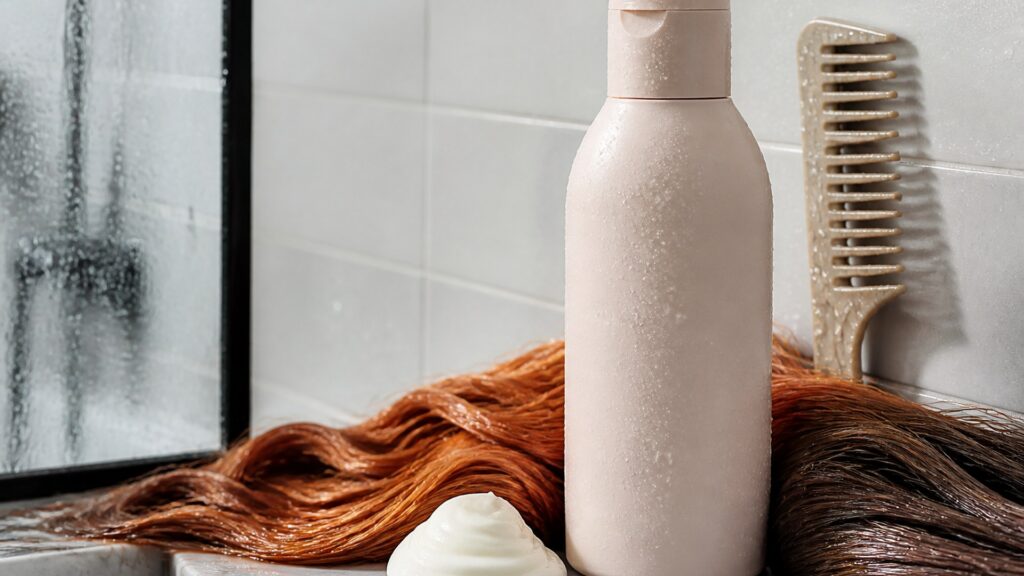 Unbranded editorial arrangement illustrating How to Choose Conditioner for Color-Treated Hair